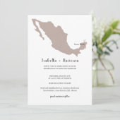 HELDERSTE Huwelijksuitnodiging Mexico Kaart (Staand voorkant)