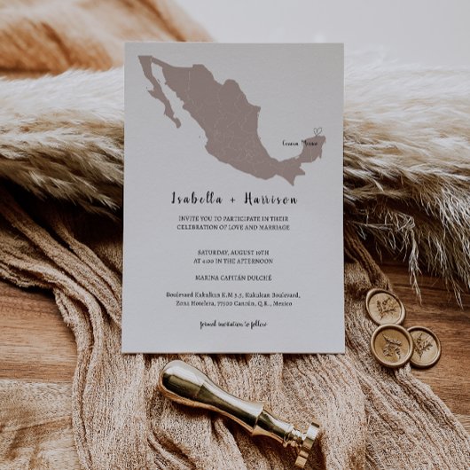 HELDERSTE Huwelijksuitnodiging Mexico Kaart
