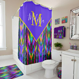 Heldertribaal chevron gepersonaliseerd douchegordijn