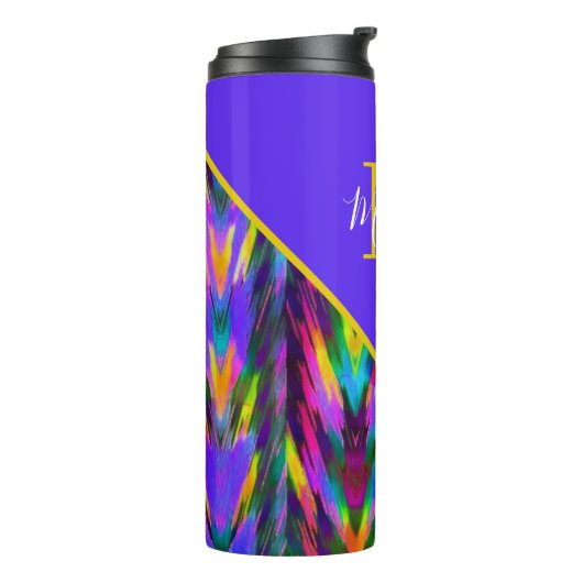 Heldertribaal chevron gepersonaliseerd thermosbeker (Gedraaid links)