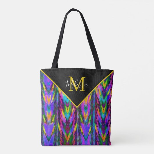Heldertribaal chevron gepersonaliseerd tote bag (Achterkant)