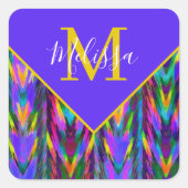 Heldertribaal chevron gepersonaliseerd vierkante sticker (Voorkant)