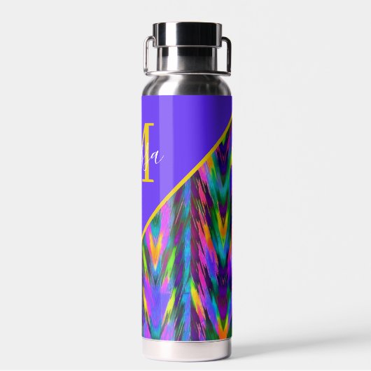 Heldertribaal chevron gepersonaliseerd waterfles (Achterkant)