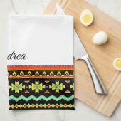 Heldertribaal ontwerp op maat theedoek (Quarter Fold)