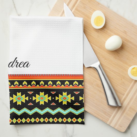 Heldertribaal ontwerp op maat theedoek (Quarter Fold)