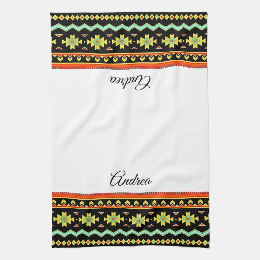 Heldertribaal ontwerp op maat theedoek (Verticaal)