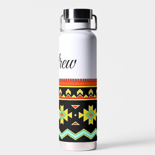 Heldertribaal ontwerp op maat waterfles (Achterkant)