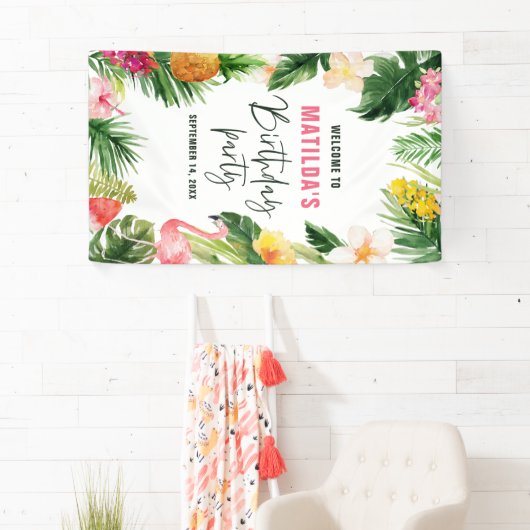 Heldertropische bladpartij spandoek (Insitu)