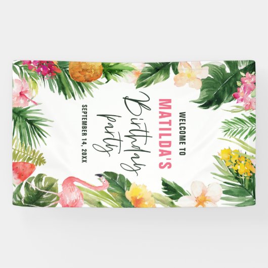 Heldertropische bladpartij spandoek (Horizontaal)