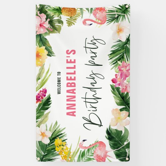 Heldertropische bladpartij spandoek (Verticaal)