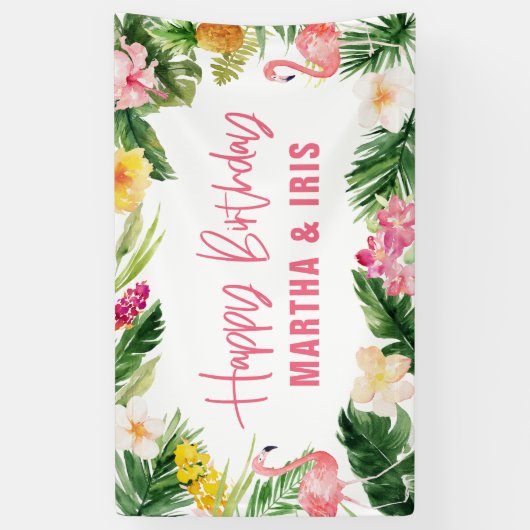 Heldertropische bladpartij spandoek (Verticaal)