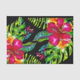 Heldertropische Floral Hibiscus Leaves Luau Party Tissuepapier