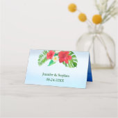Heldertropische Floral Wedding Table Plaatskaartje (Achterkant)