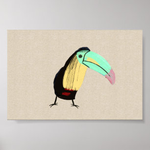 Heldertropische vogeltoucan op Linen Canvas Poster