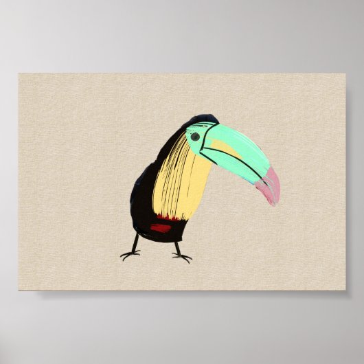 Heldertropische vogeltoucan op Linen Canvas Poster (Voorkant)