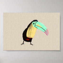Heldertropische vogeltoucan op Linen Canvas Poster