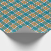 Helderturquoise en Oranje patroonpatroon Cadeaupapier (Hoek)