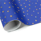 Heldervet blauw goudglitter-stippen cadeaupapier (Rol Hoek)