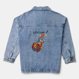 Helderwaterverf elektrische gitaar gepersonaliseer denim jacket