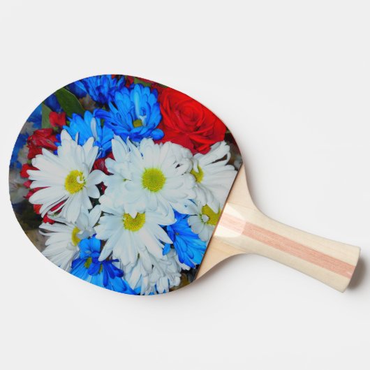 Helderwitte en blauwe Daisy Ping Pong Paddle Tafeltennisbatje (Zijkant)