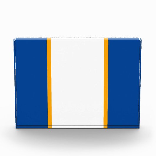 Helderwitte, gele streep diepblauwe randen fotoblokken (Voorkant)