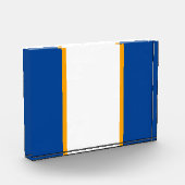 Helderwitte, gele streep diepblauwe randen fotoblokken (Links)