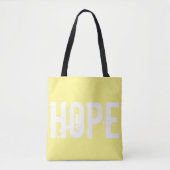 Helderzonnig geel met witte Hope-tekst Tote Bag (Voorkant)