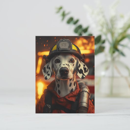 Heldhaftige brandweerman Dalmatiër Briefkaart (Staand voorkant)