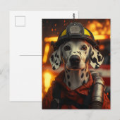 Heldhaftige brandweerman Dalmatiër Briefkaart (Voorkant / Achterkant)