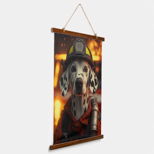 Heldhaftige brandweerman Dalmatiër Hangend Wandkleed (Gebogen)