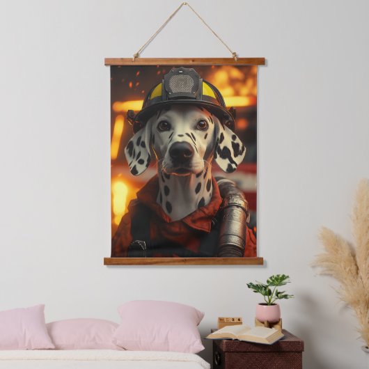 Heldhaftige brandweerman Dalmatiër Hangend Wandkleed (Slaapkamer)