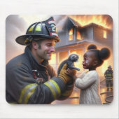 Heldhaftige brandweerman met kitten muismat (Voorkant)
