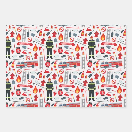 Heldhaftige brandweerman thema inpakpapier vel (Voorkant 3)