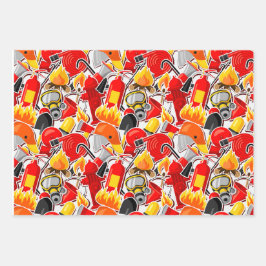 Heldhaftige brandweerman thema inpakpapier vel