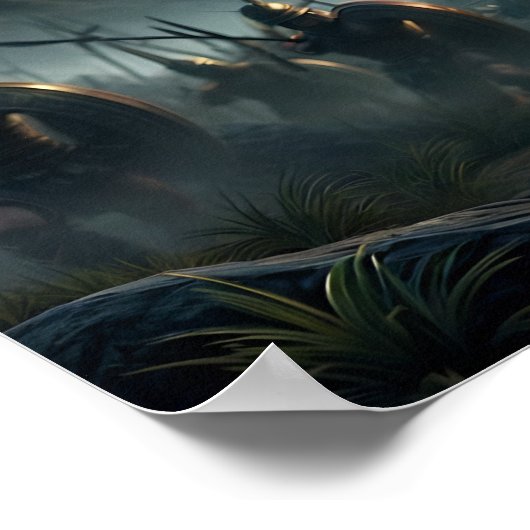 Heldhaftige Bronze Epic Warrior Charging Digitale  Poster (Hoek)