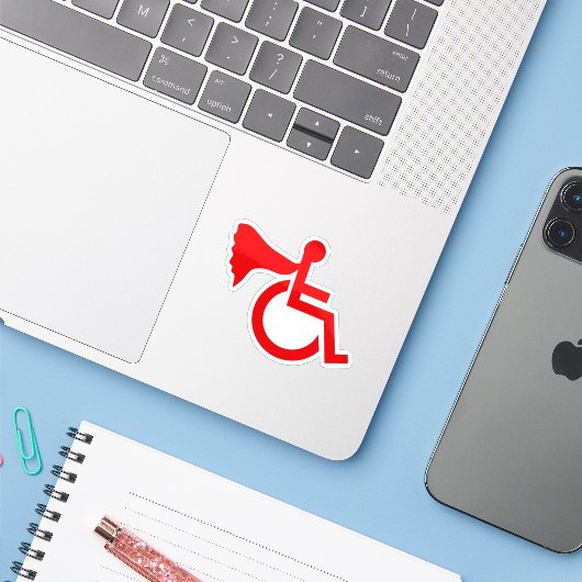 Heldhaftige gehandicapte sticker (Laptop met iPhone)