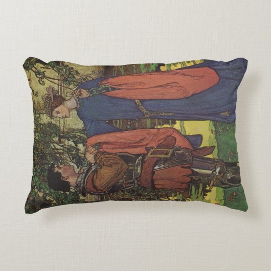 Heldhaftige Prins Ridder Glanzend Harnas Prinses Accent Kussen (Voorkant)