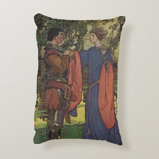 Heldhaftige Prins Ridder Glanzend Harnas Prinses Accent Kussen (Achterkant (Verticaal))