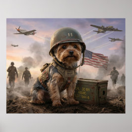 Heldhaftige Yorkie "Korporaal Smoky" WWII Militair Poster
