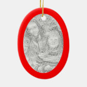 Heldrode ovale randfoto keramisch ornament (Achterkant)