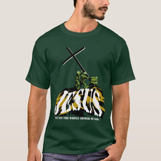 Hele Armor van God, donkergroene T-shirt (Voorkant)