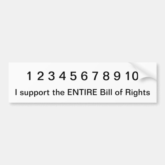 Hele Bill of Rights Bumpersticker (Voorkant)