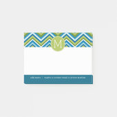 Hele Bright Chevron Pattern met aangepast monogram Post-it® Notes (Voorkant)