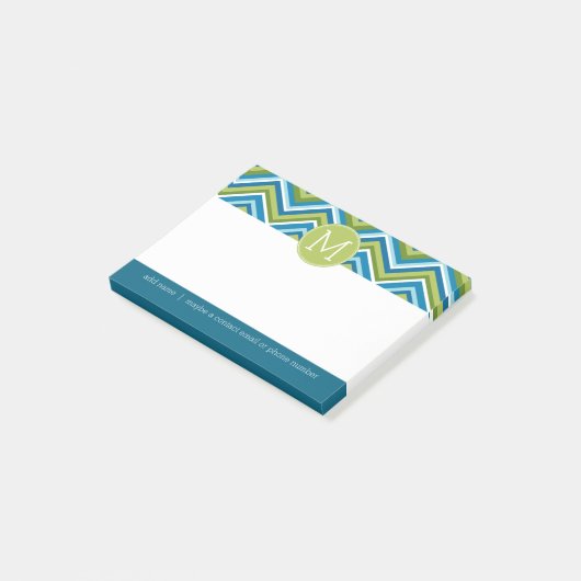 Hele Bright Chevron Pattern met aangepast monogram Post-it® Notes (Schuin)