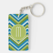 Hele Bright Chevron Pattern met aangepast monogram Sleutelhanger (achterkant)