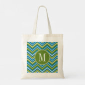 Hele Bright Chevron Pattern met aangepast monogram Tote Bag (Achterkant)