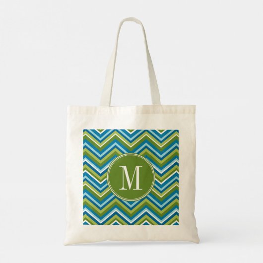 Hele Bright Chevron Pattern met aangepast monogram Tote Bag (Achterkant)