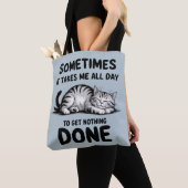 "Hele Dag Niets Doen" Grappige Luie Kat Tote Bag (Dichtbij)