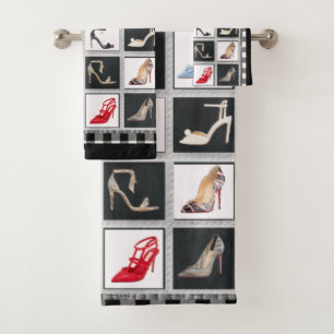 Hele Hiel Shoes Collage Stiletto-pompelset Bad Handdoek