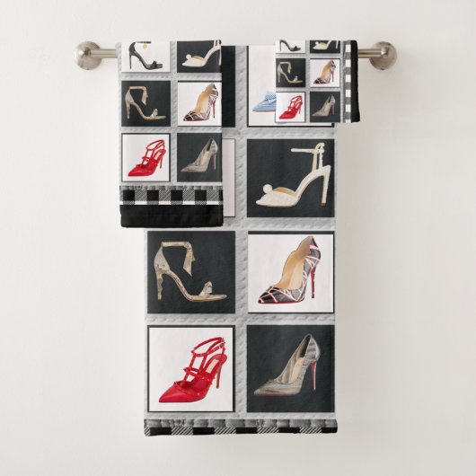 Hele Hiel Shoes Collage Stiletto-pompelset Bad Handdoek (Insitu)